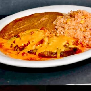 46. 1 Cheese Chile Relleno, Spanish Rice and Refried Beans
